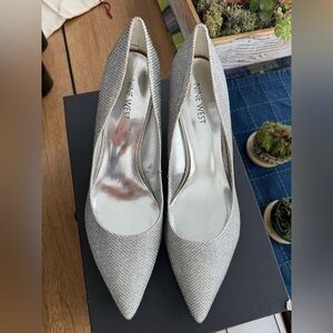 Nine West Shimmering Silver Stilletos
